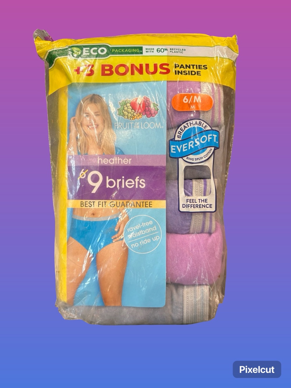 Fruit of the Loom Heather 6/ M Briefs - Pack with Pink, Purple, Gray